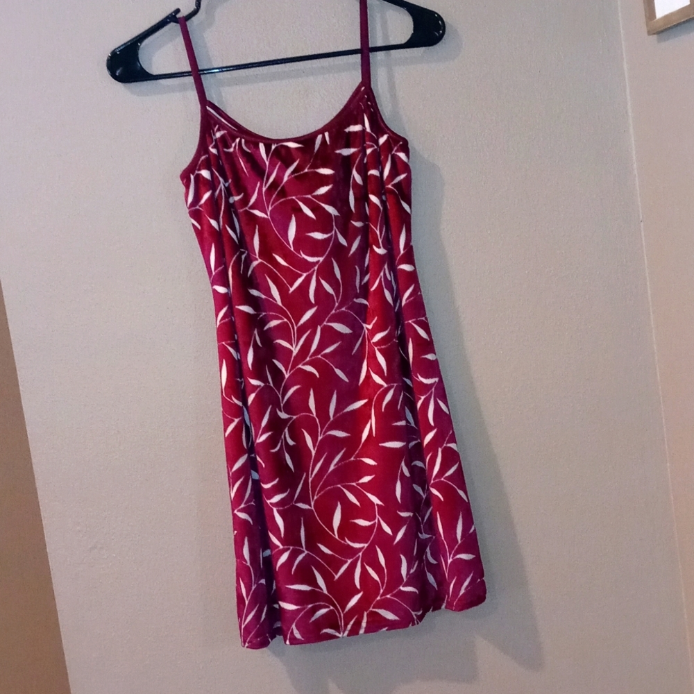 Vintage Y2k 90s Jalate Maroon Crushed Velvet Spaghetti Strap Dress Small